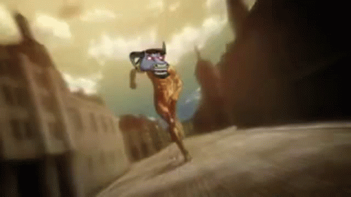 A Naked Man Is Running Down A Street In A Video Game With A Picture Of A Man On His Head . GIF