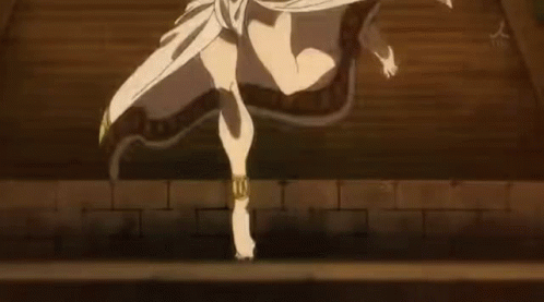 A Naked Woman Is Dancing On A Wooden Staircase . GIF