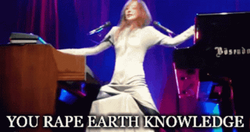 Naked Woman Playing Piano With Rape Earth Knowledge Text GIF