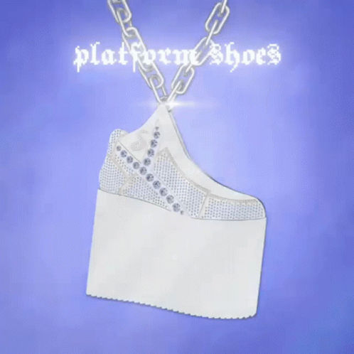 A Necklace That Looks Like A Pair Of Platform Shoes On A Chain . GIF