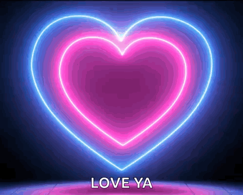 A Neon Heart That Says Love Ya In The Corner GIF