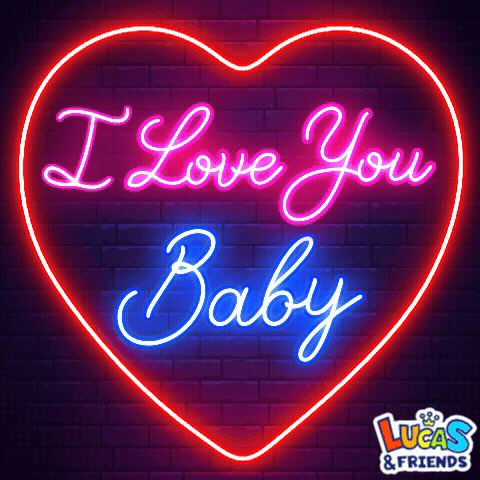 A Neon Sign In The Shape Of A Heart That Says " I Love You Baby " GIF