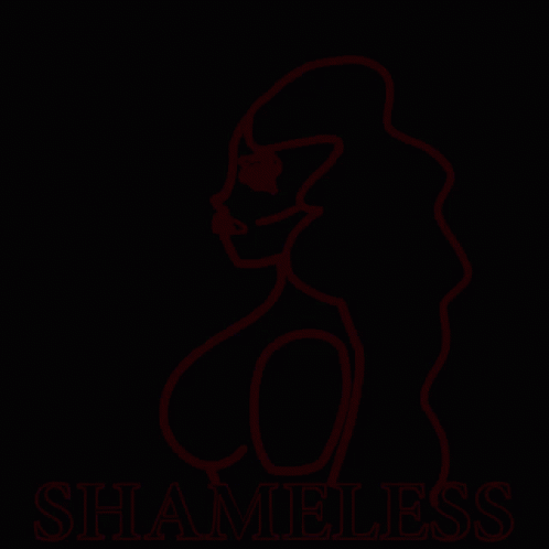 a neon sign of a woman with the word shameless below her