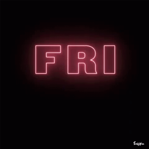 A Neon Sign That Reads Friday On A Dark Background GIF