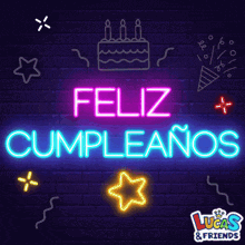 A Neon Sign That Says " Feliz Cumpleanos " GIF