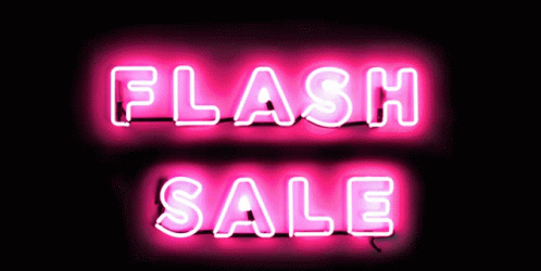A Neon Sign That Says Flash Sale In Pink GIF
