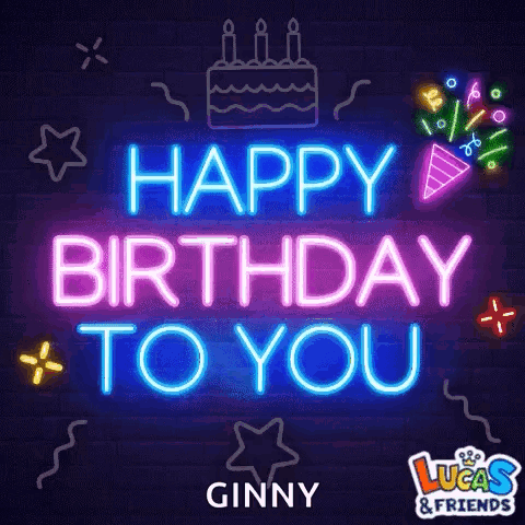 A Neon Sign That Says Happy Birthday To You On It GIF