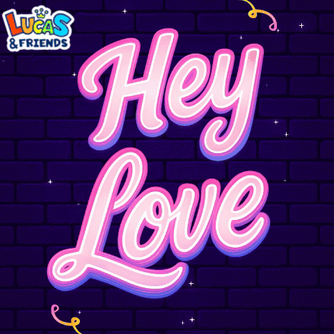 A Neon Sign That Says " Hey Love " On It GIF