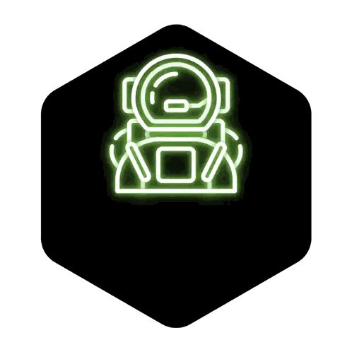 a neon sign that says i need space with an astronaut on it