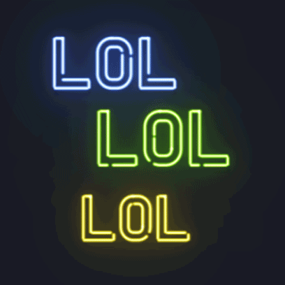A Neon Sign That Says Lol Lol Lol On A Dark Background GIF