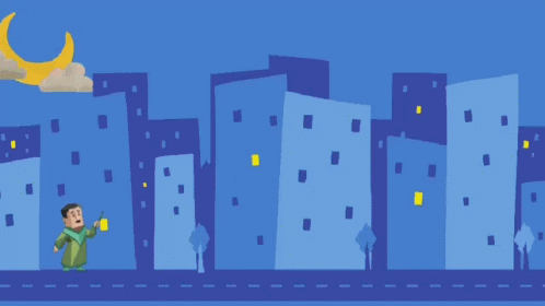A Neon Sign That Says Mbti Town With Cartoon Characters GIF