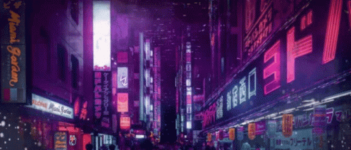 A Neon Sign That Says Mini Garden Is Lit Up At Night GIF