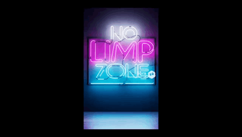A Neon Sign That Says " No Limp Zone " On It GIF