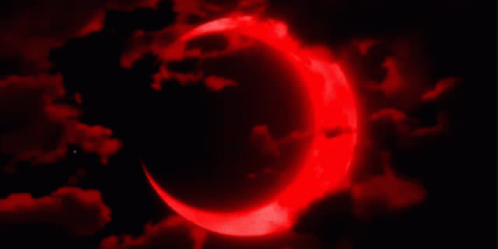 A Neon Sign That Says Rules In Front Of A Red Eclipse GIF