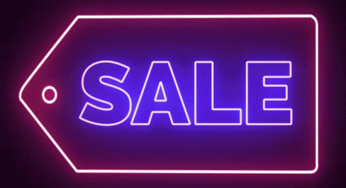 A Neon Sign That Says Sale On A Blue Background GIF