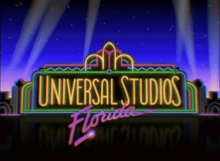 A Neon Sign That Says Universal Studios Florida On It GIF