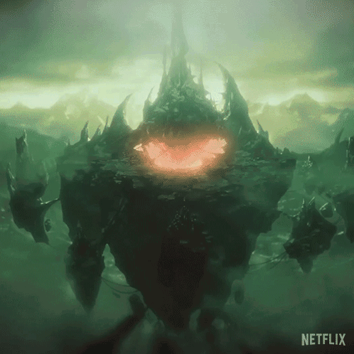 A Netflix Ad Shows A Giant Monster With A Red Eye GIF