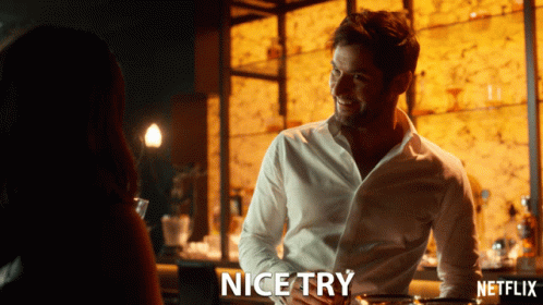 A Netflix Ad Shows A Man And A Woman Talking GIF