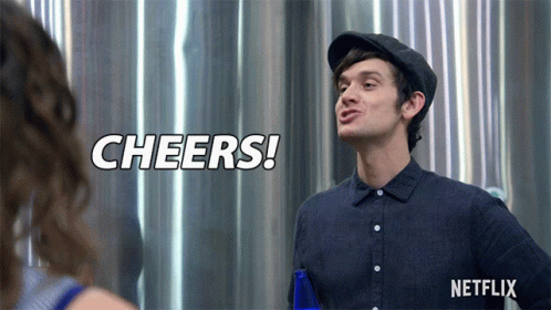 Man Holding Bottle Cheers Netflix Ad GIF