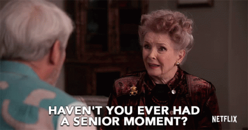 A Netflix Ad Shows A Woman Talking To An Older Man And Says Haven 'T You Ever Had A Senior Moment GIF