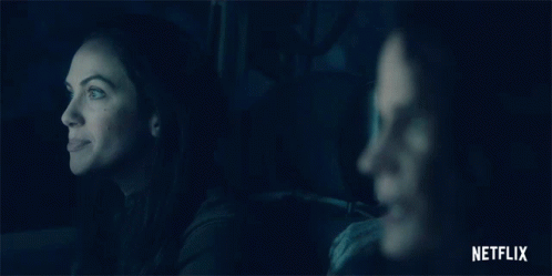 A Netflix Ad Shows Three Women With Their Mouths Wide Open GIF