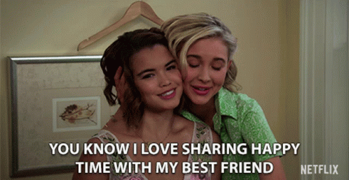 Netflix Ad Two Girls Hugging Saying Love Sharing Happy Times GIF