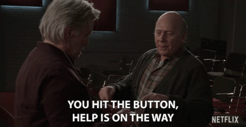 A Netflix Ad Shows Two Older Men Talking GIF