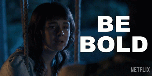 A Netflix Ad With A Girl On A Swing And The Words Be Bold GIF