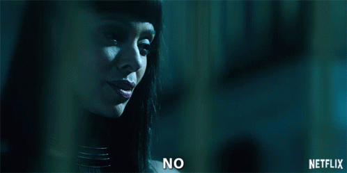 A Netflix Ad With A Woman And The Word No GIF