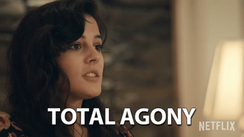 A Netflix Ad With A Woman And The Words Total Agony On It GIF