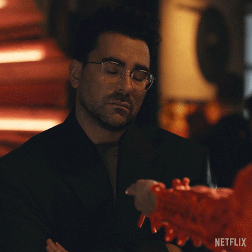 A Netflix Advertisement Shows A Man Saying " No Thank You " GIF