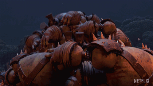 A Netflix Advertisement Shows A Samurai Fighting A Monster In Front Of A Full Moon GIF