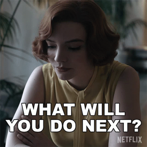 A Netflix Advertisement Shows A Woman Asking What Will You Do Next GIF