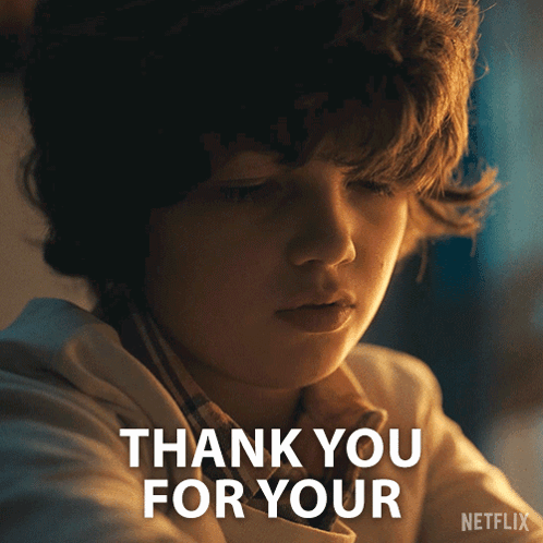 A Netflix Advertisement With A Young Boy Saying Thank You For Your GIF