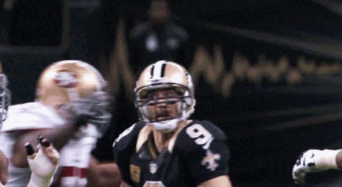 A New Orleans Saints Player With The Number 9 On The Back Of His Jersey GIF