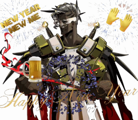 New Year Greeting Card With Knight Holding Beer GIF