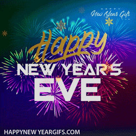 A New Year 'S Eve Greeting Card With Fireworks In The Background GIF