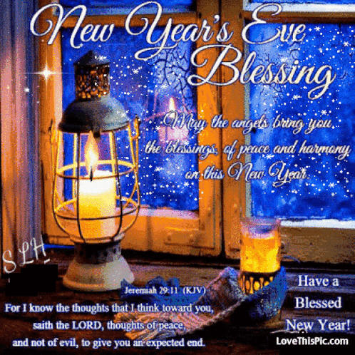 A New Year 'S Eve Greeting With A Lantern And A Candle GIF