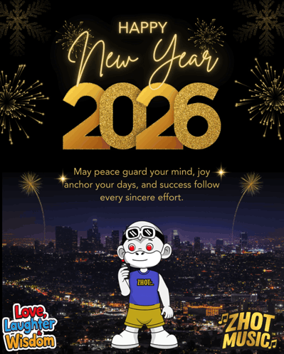 A New Year 'S Greeting With A Cartoon Character Holding A Lollipop GIF