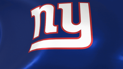 A New York Giants Logo Is On A Blue Background GIF