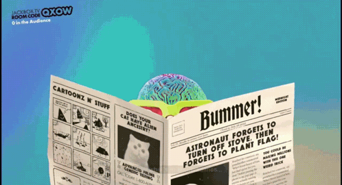 A Newspaper That Says Bummer On The Top GIF
