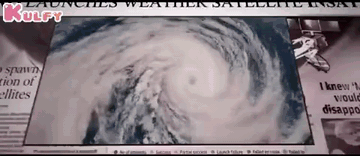 A Newspaper With A Picture Of A Hurricane And The Headline " Launches Weather Satellite Insat " GIF