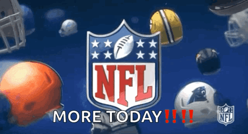 A Nfl Logo Is Surrounded By Helmets And A Football GIF