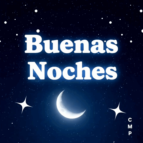 A Night Sky With A Crescent Moon And The Words Buenas Noches GIF