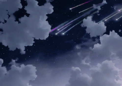 A Night Sky With A Few Shooting Stars And A Watermark That Says Ffruitr On The Bottom Right GIF