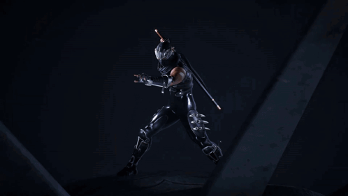 a ninja is wearing a mask and gloves and has a sword in his hand