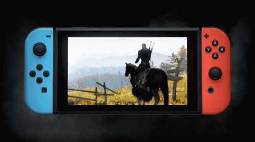 A Nintendo Switch Shows A Man On A Horse GIF