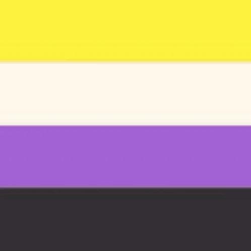 A Non Binary Flag With A Yellow , Purple , And Black Stripe . GIF