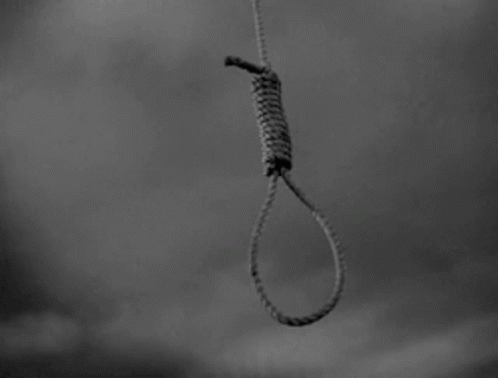 a noose is hanging from a rope in the sky .