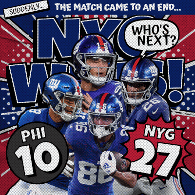 A Ny Giants Poster That Says Who 'S Next On It GIF